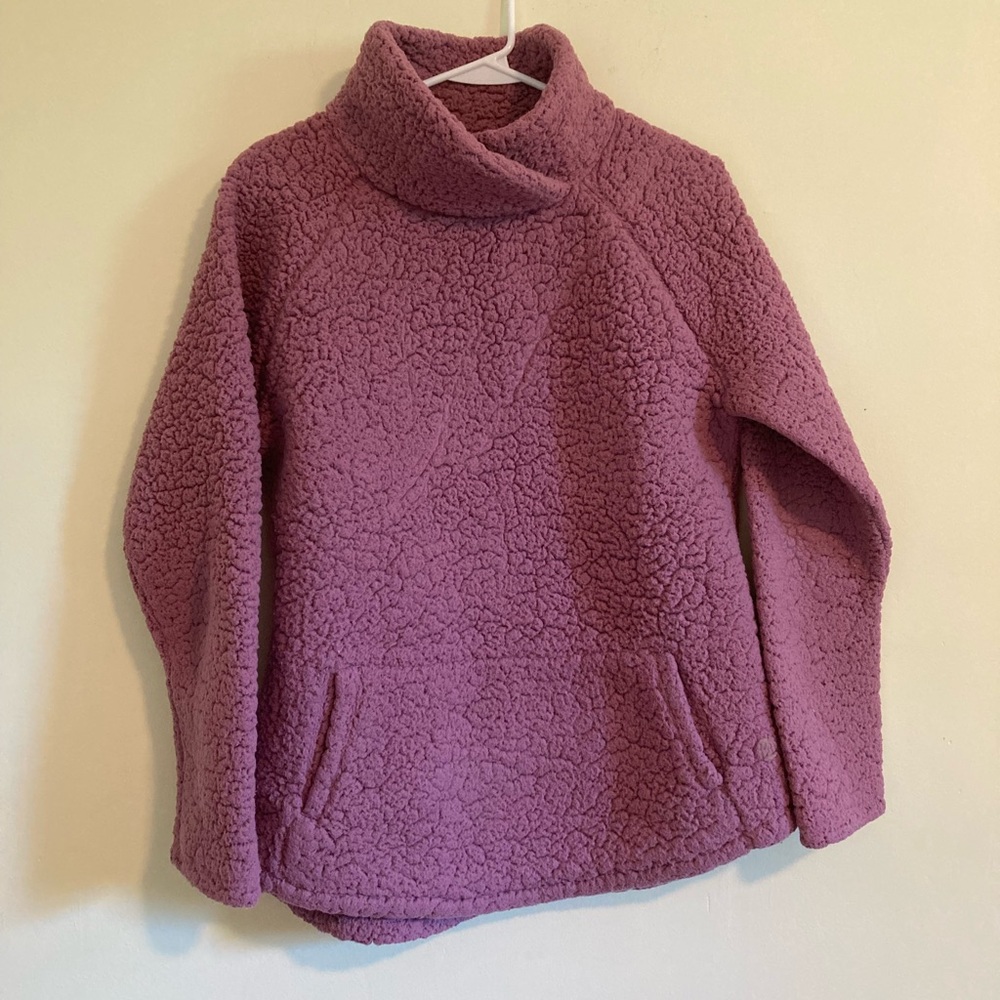 Balance Collection Magenta Sherpa-Like Cowl Neck Sweater
